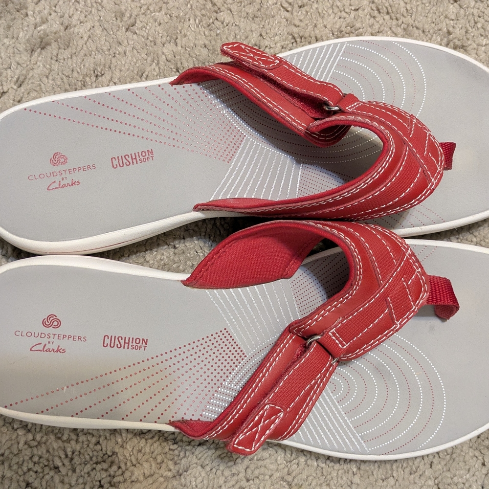 Clarks Cloudsteppers Red Sandals Women Size 9